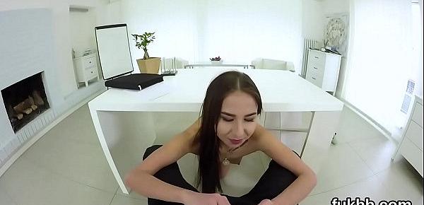  Wicked teenie rubs vagina and gets licked and banged in pov